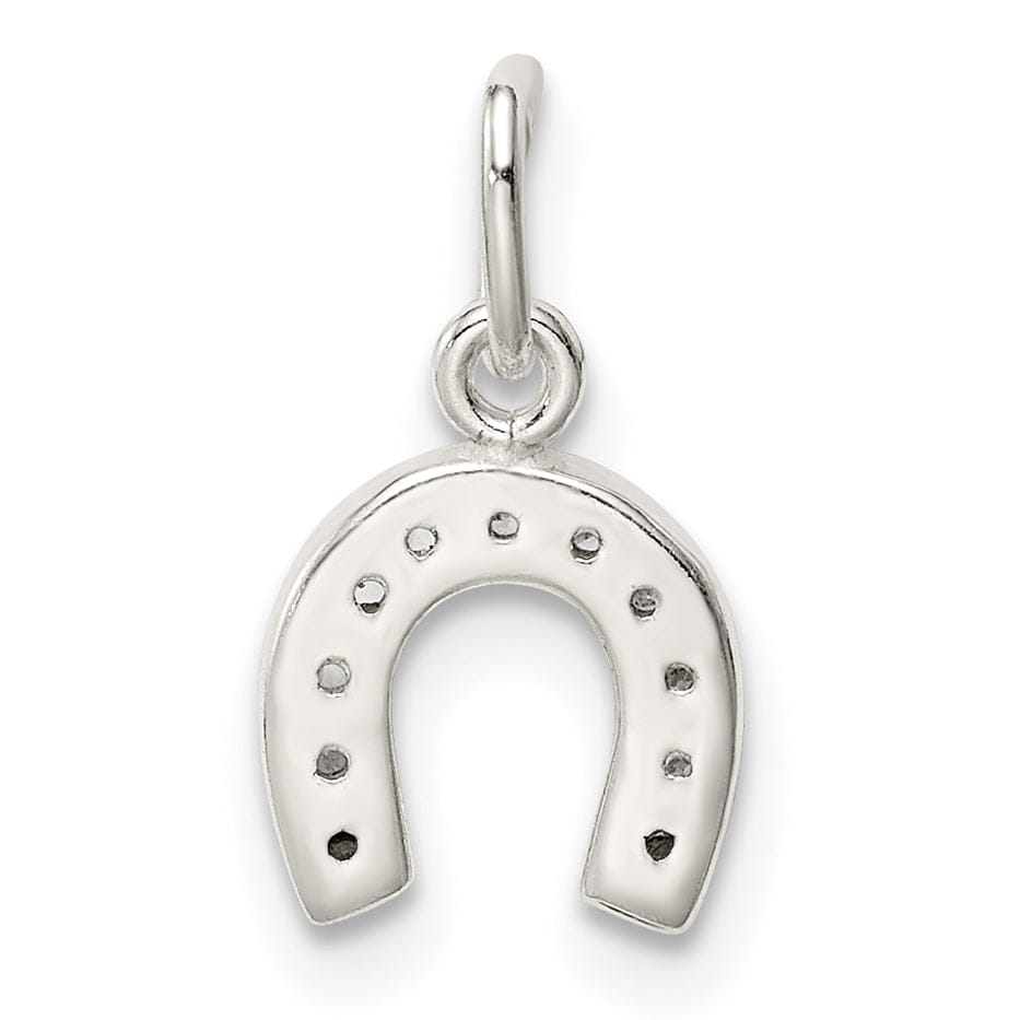 Silver Polished Finish C.Z Horseshoe Charm