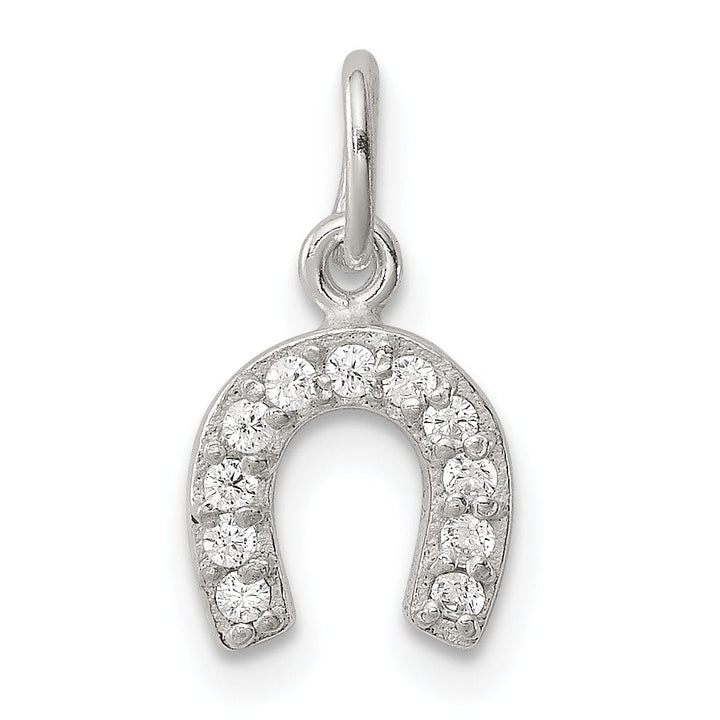 Silver Polished Finish C.Z Horseshoe Charm