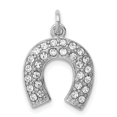Sterling Silver Polish Horseshoe Crystal Charm at $ 30.39 only from Jewelryshopping.com