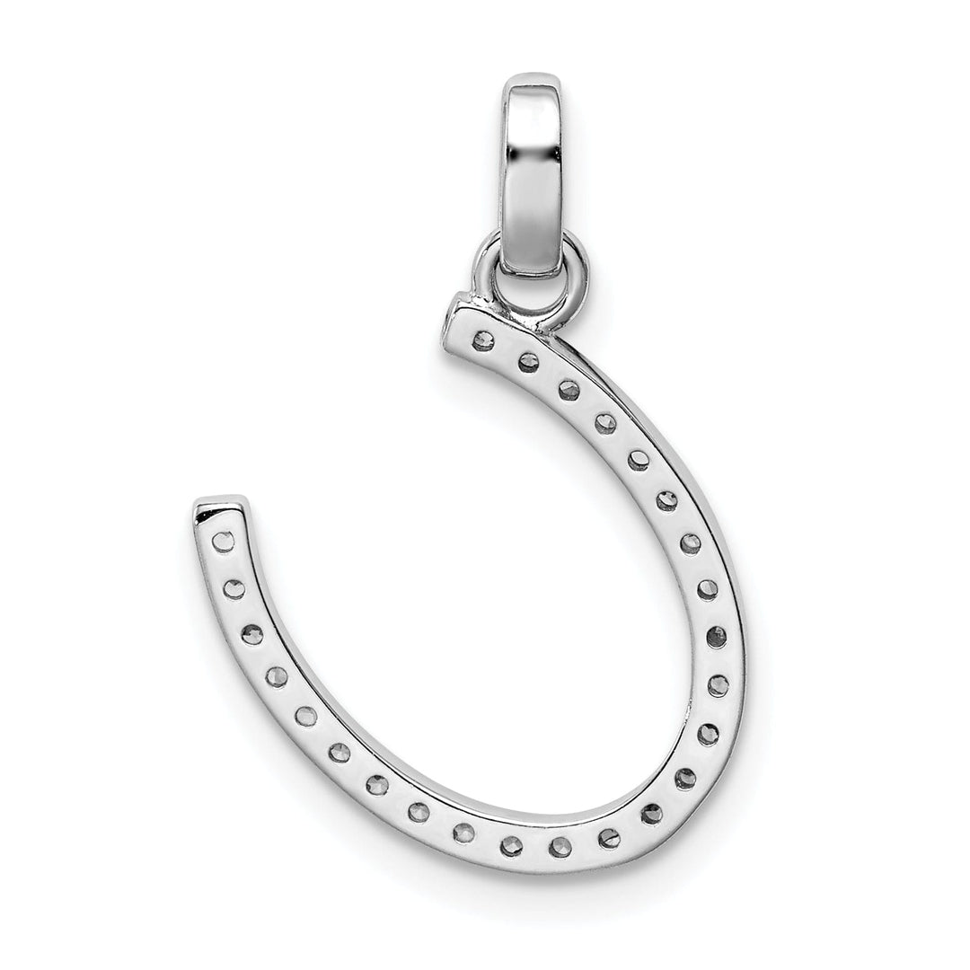 Silver Polished Finish C.Z Horseshoe Charm