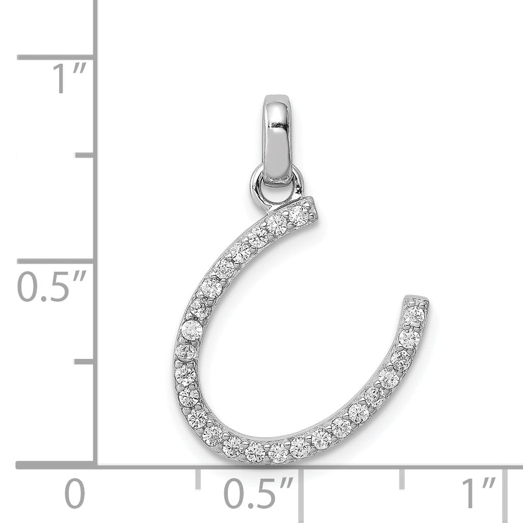 Silver Polished Finish C.Z Horseshoe Charm