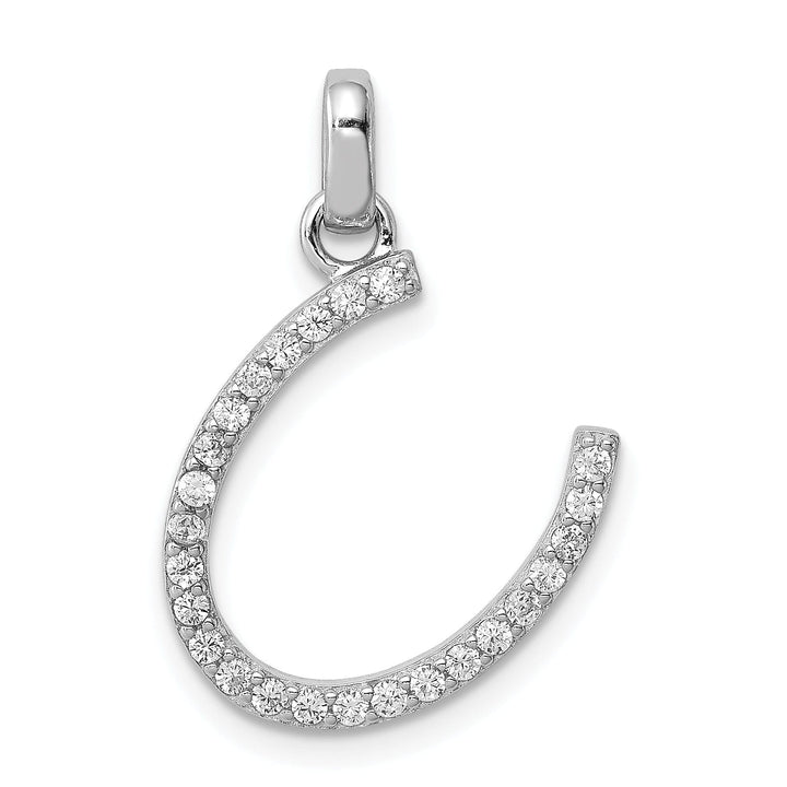 Silver Polished Finish C.Z Horseshoe Charm