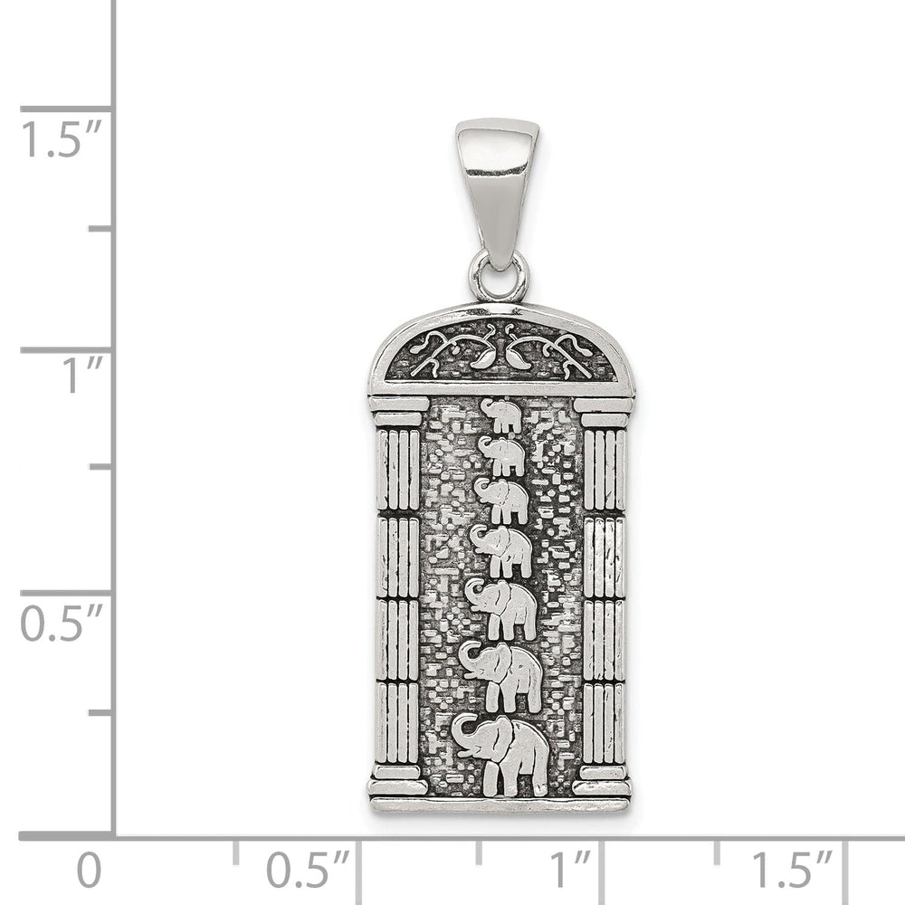 Silver Polish Antiqued Stacked Elephants Charm