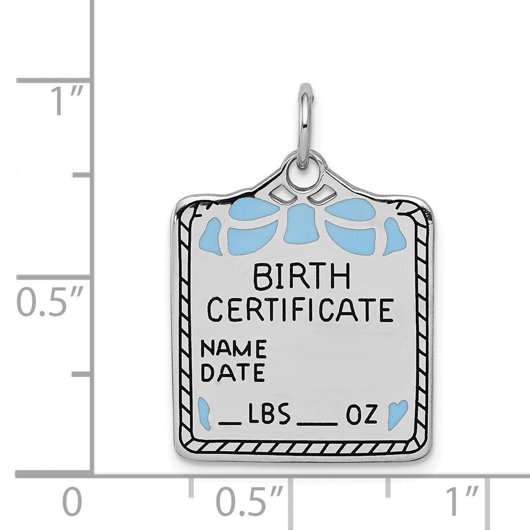 Sterling Silver Blue Birth Certificate Charm