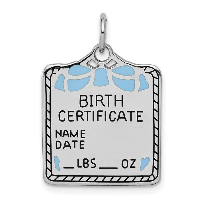 Sterling Silver Blue Birth Certificate Charm