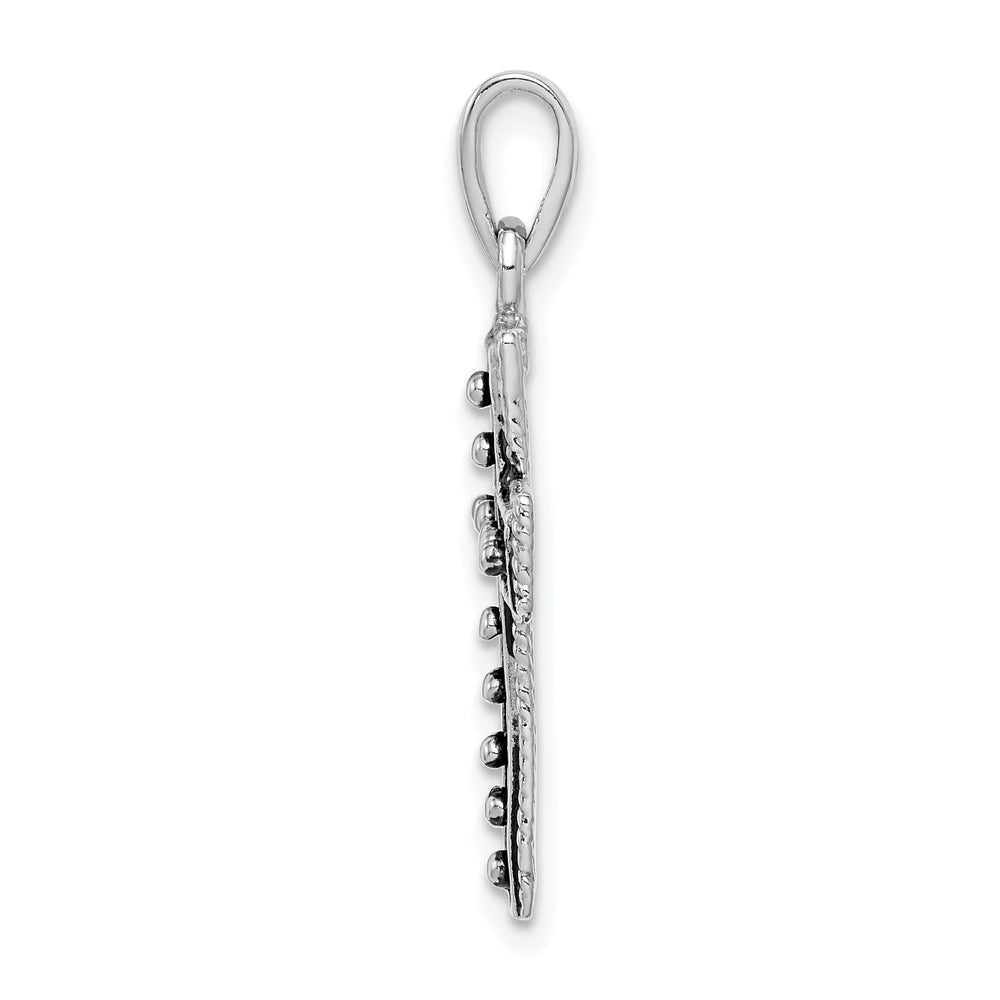 Sterling Silver Rhodium-plated and Antiqued Cross Pendant