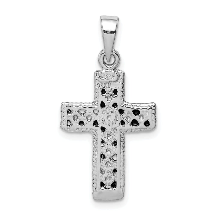 Sterling Silver Rhodium-plated and Antiqued Cross Pendant