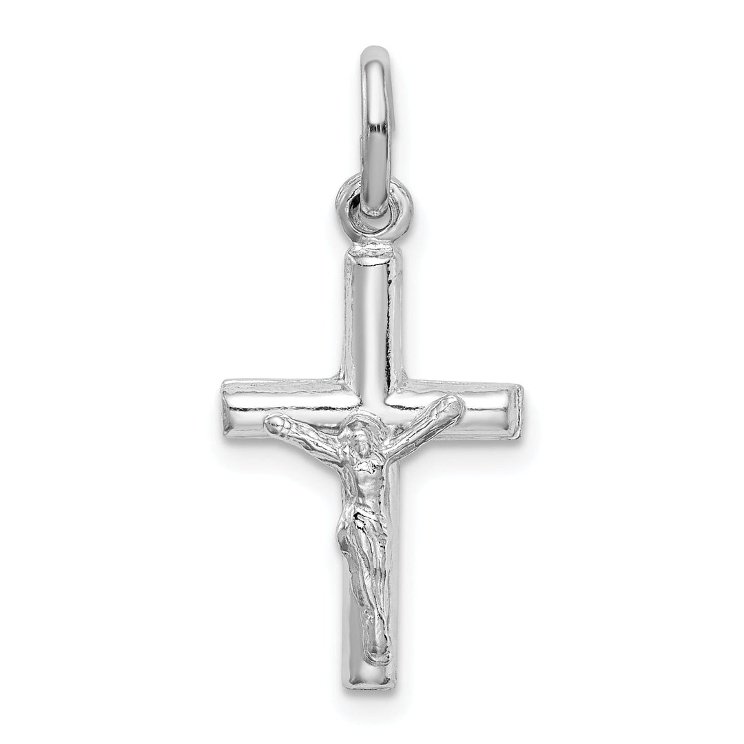 Sterling Silver Rhodium-plated Polished Crucifix Cross Pendant