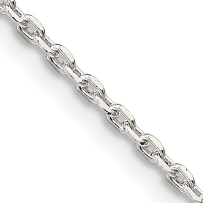 Silver Polished 1.50mm Beveled Oval Cable Chain
