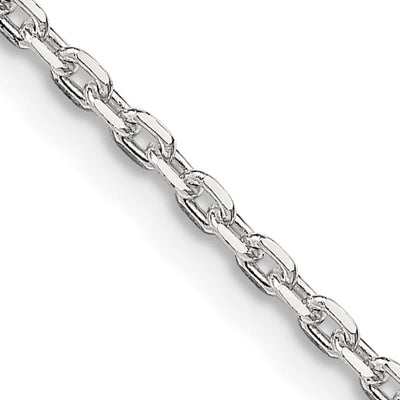 Silver Polished 2.00mm Beveled Oval Cable Chain