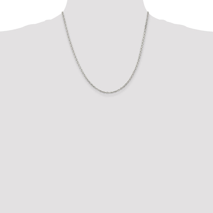 Silver Polished 2.75mm Beveled Oval Cable Chain