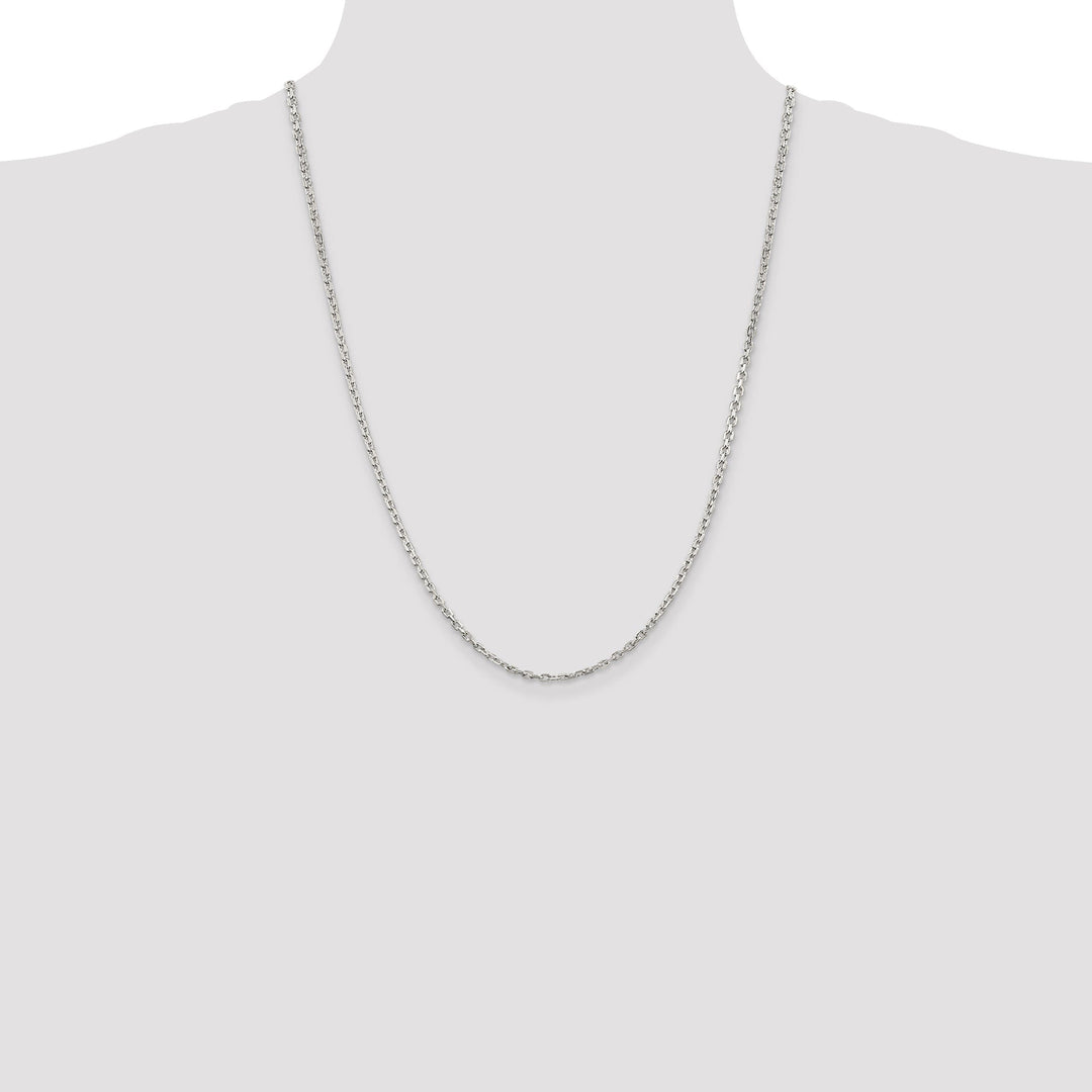 Silver Polished 2.75mm Beveled Oval Cable Chain