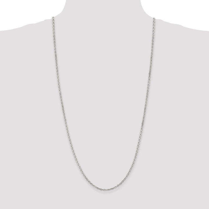 Silver Polished 2.75mm Beveled Oval Cable Chain