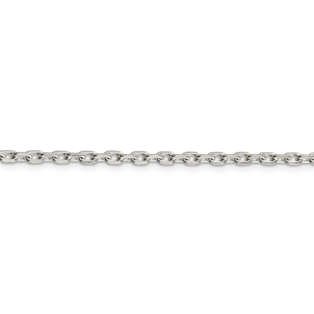 Silver Polished 3.25mm Beveled Oval Cable Chain