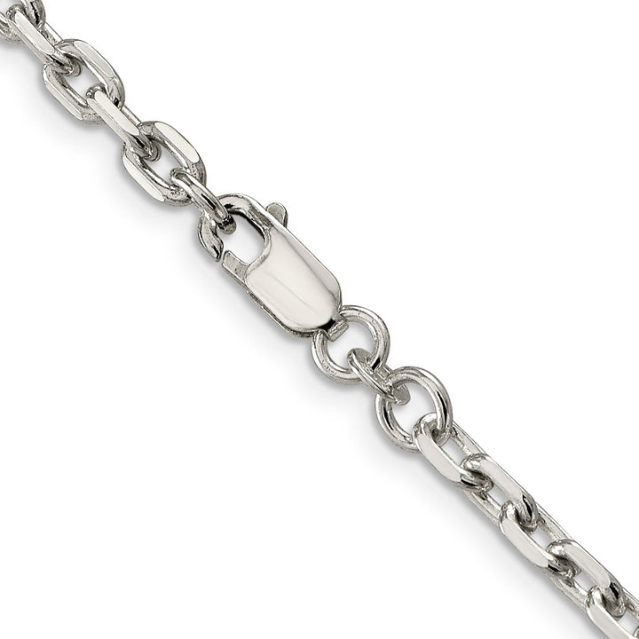 Silver Polished 3.95mm Beveled Oval Cable Chain