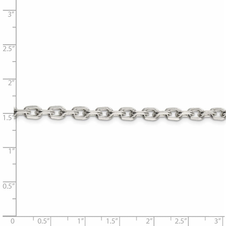 Silver Polished 4.90mm Beveled Oval Cable Chain