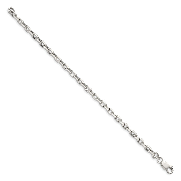 Silver Polished 4.90mm Beveled Oval Cable Chain