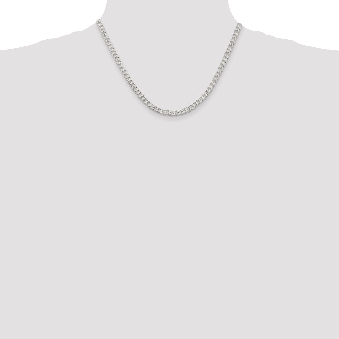 Silver Polished 4.50-mm Solid Curb Link Chain