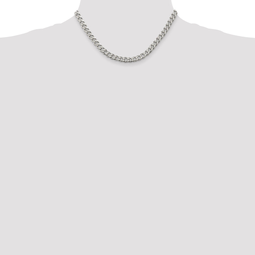 Silver Polished 7.00-mm Solid Curb Link Chain