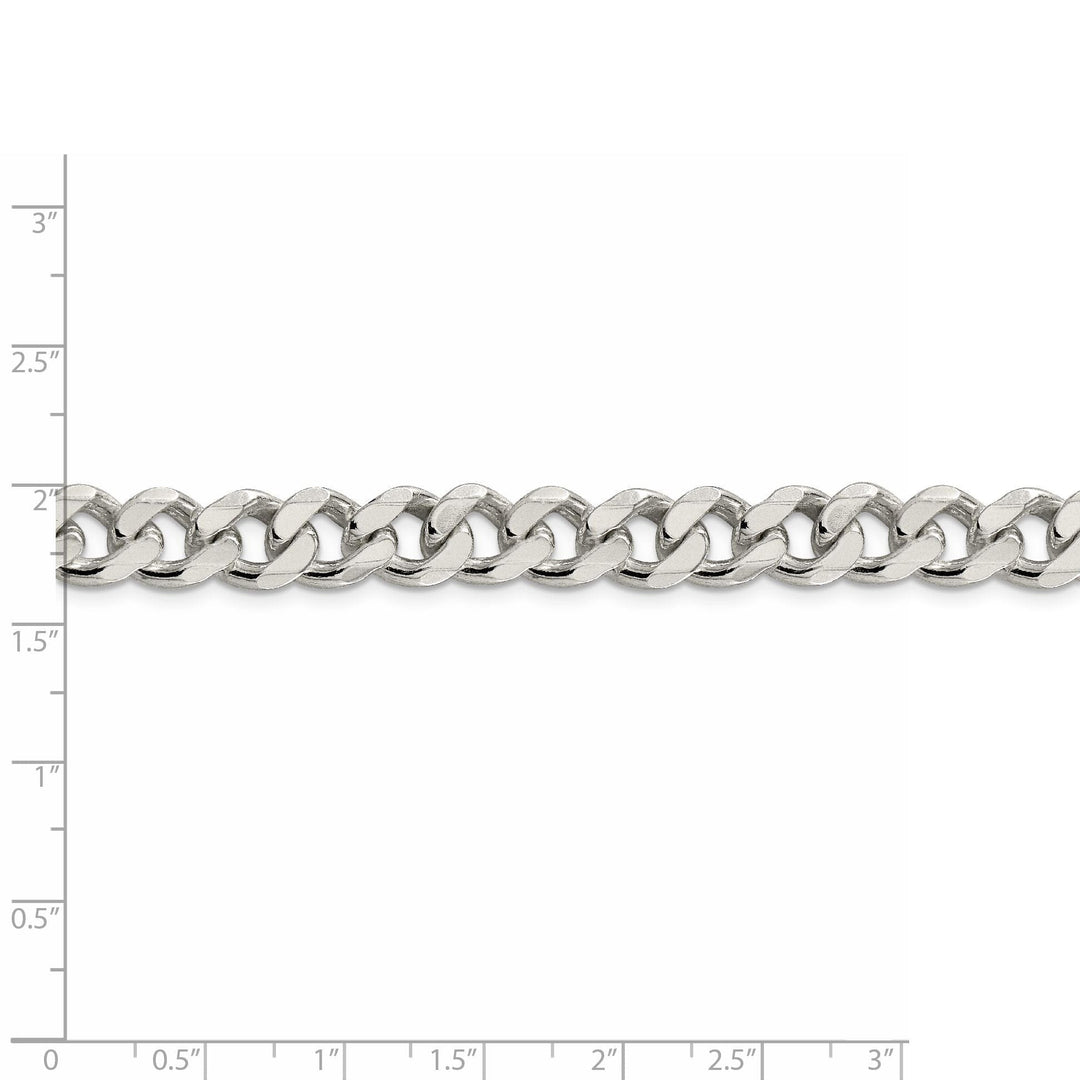 Silver Polished 9.00-mm Solid Curb Link Chain