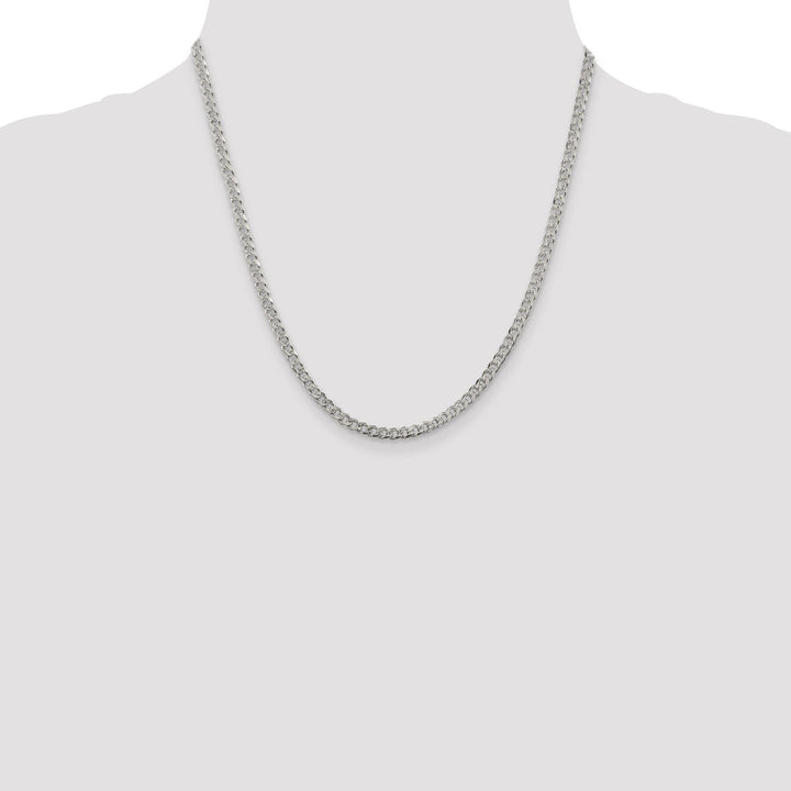 Silver 4.00-mm Wide Solid Pave Link Curb Chain