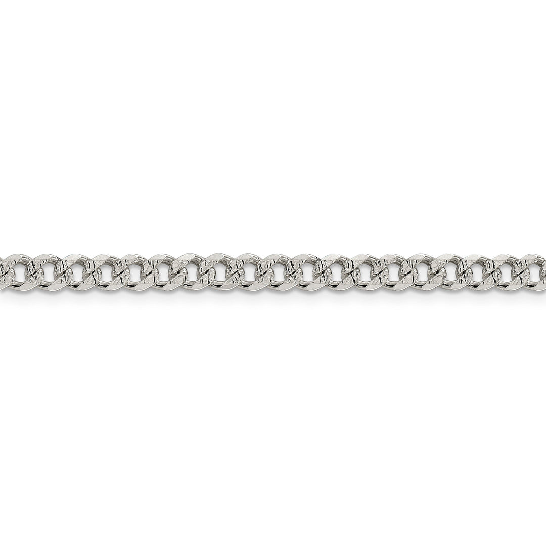 Silver 4.50-mm Solid Pave Link Curb Chain