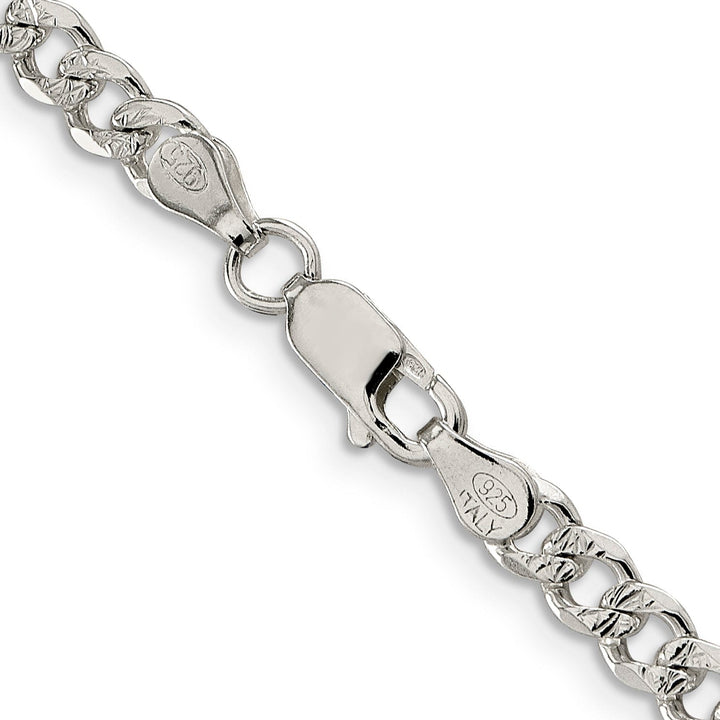 Silver 4.50-mm Solid Pave Link Curb Chain