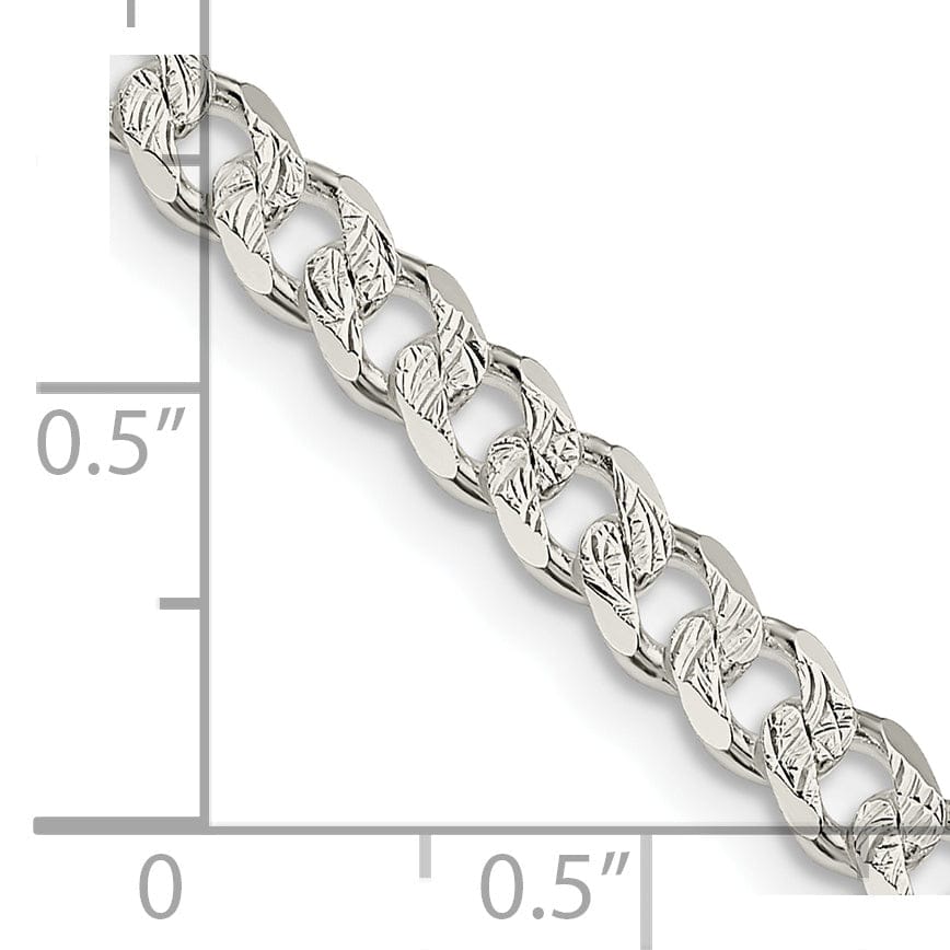 Silver 4.50-mm Solid Pave Link Curb Chain