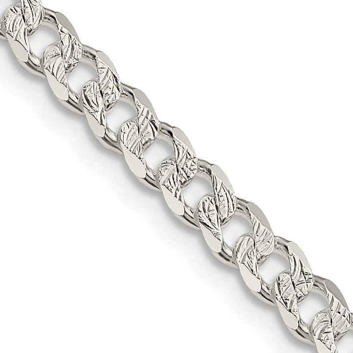 Silver 4.50-mm Solid Pave Link Curb Chain