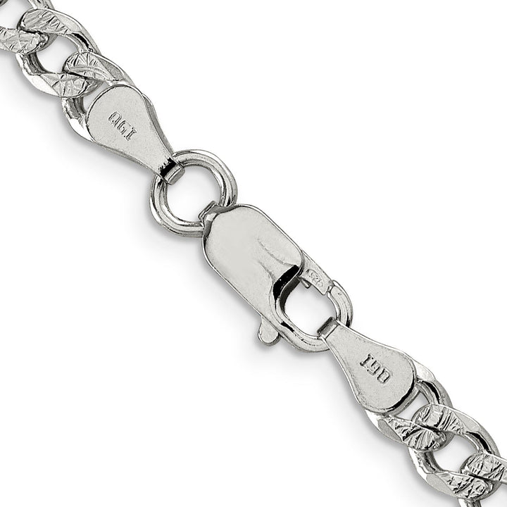 Silver 5.50-mm Solid Pave Link Curb Chain
