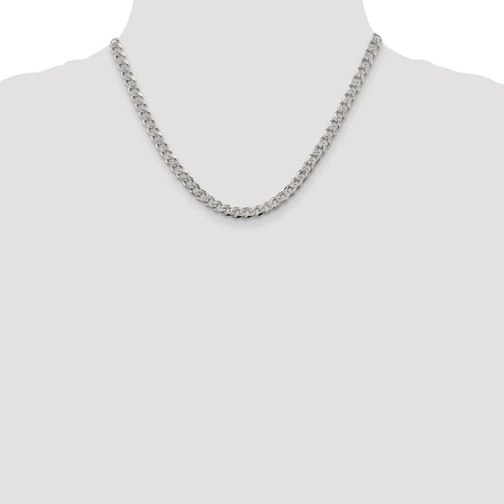 Silver 5.50-mm Solid Pave Link Curb Chain