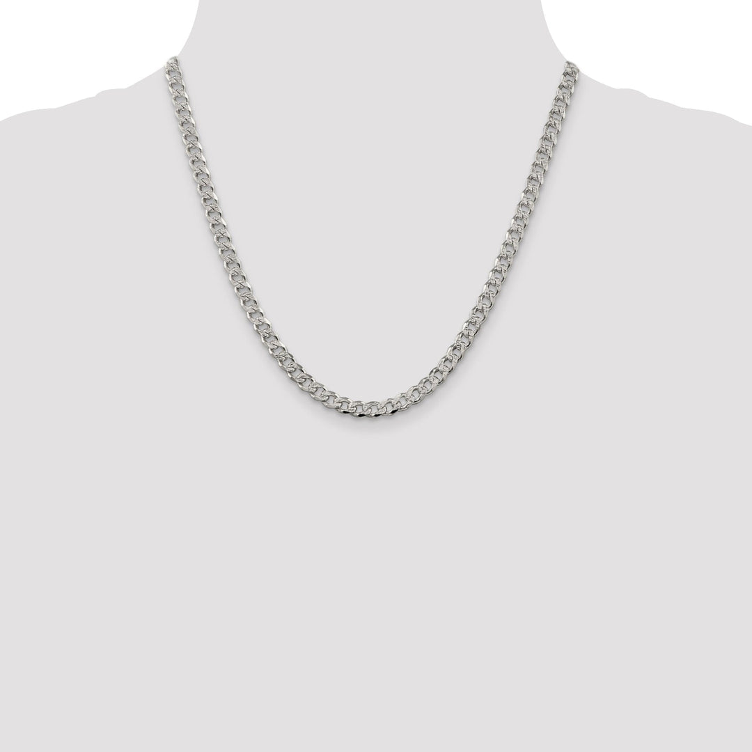 Silver 5.50-mm Solid Pave Link Curb Chain