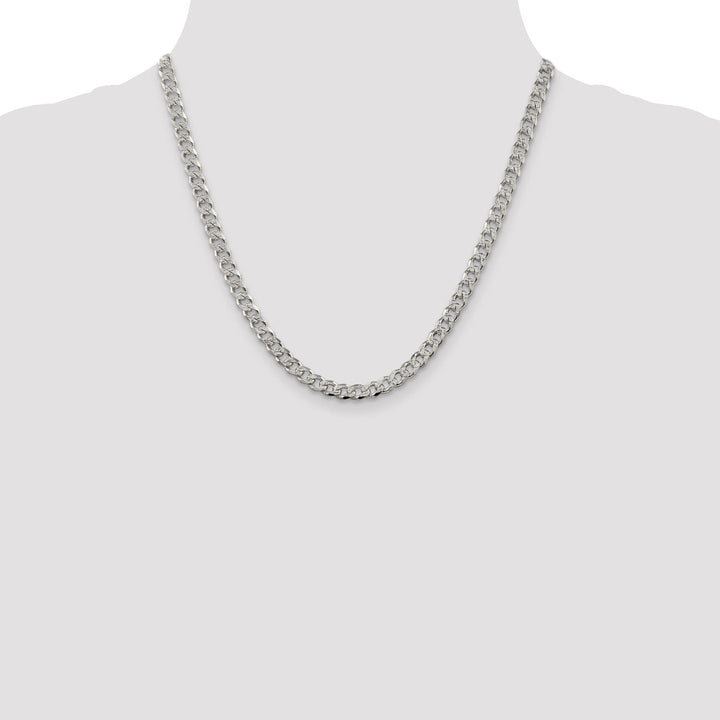 Silver 5.50-mm Solid Pave Link Curb Chain