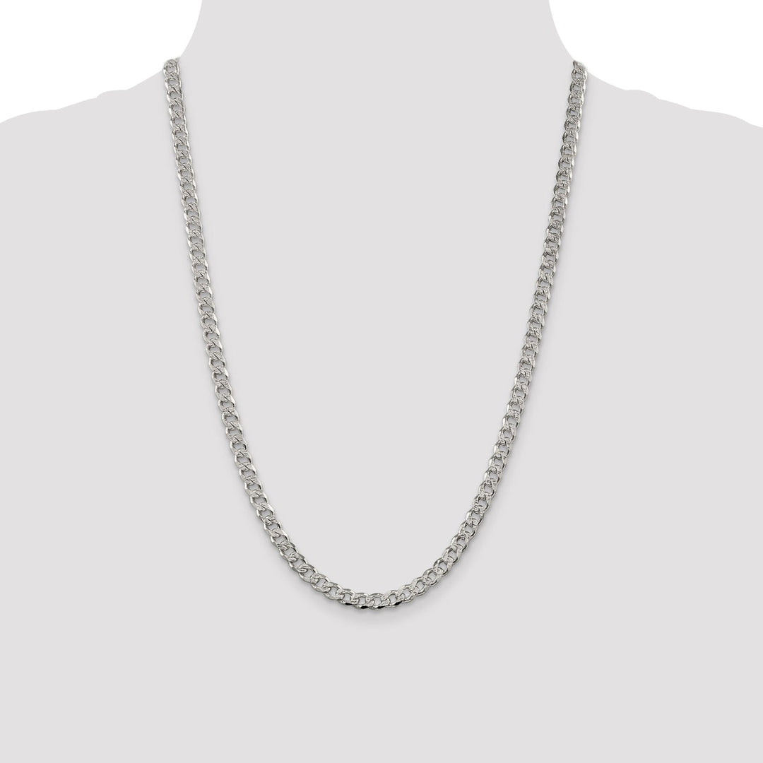 Silver 5.50-mm Solid Pave Link Curb Chain