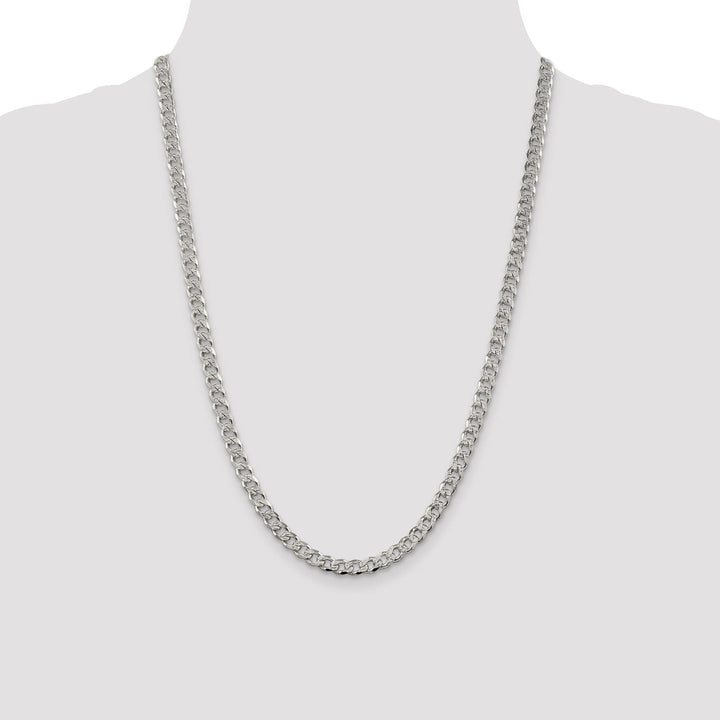 Silver 5.50-mm Solid Pave Link Curb Chain