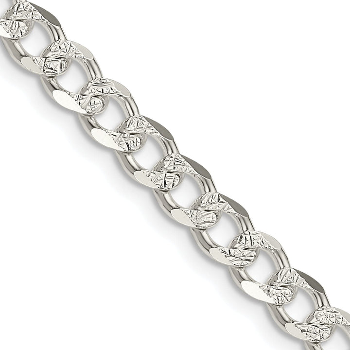 Silver 5.50-mm Solid Pave Link Curb Chain