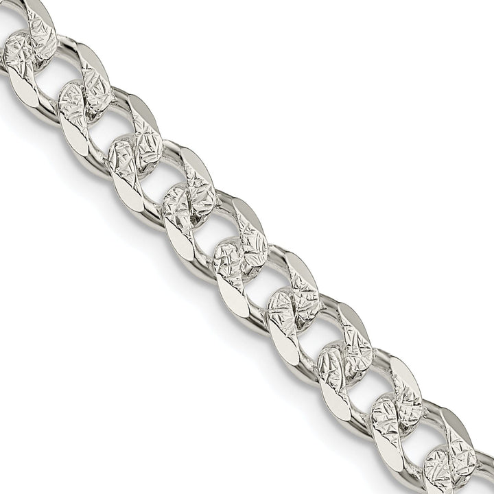 Silver 7.00-mm Solid Pave Link Curb Chain