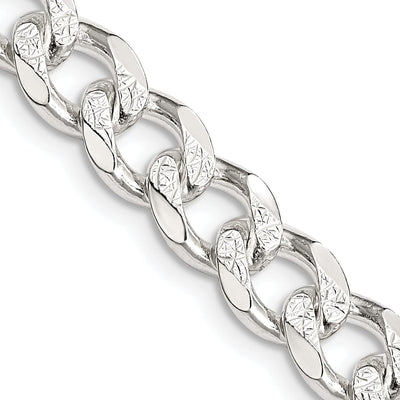Silver 8.00-mm Solid Pave Link Curb Chain at $ 119.3 only from Jewelryshopping.com