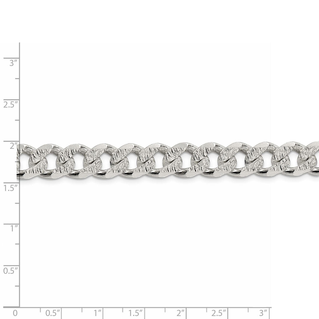 Silver 10.50-mm Solid Pave Link Curb Chain