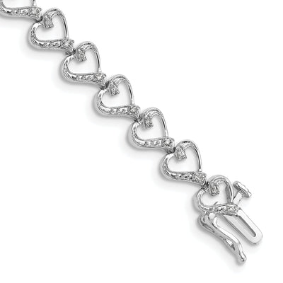 Sterling Silver Polished Diamond Heart Bracelet at $ 251.54 only from Jewelryshopping.com