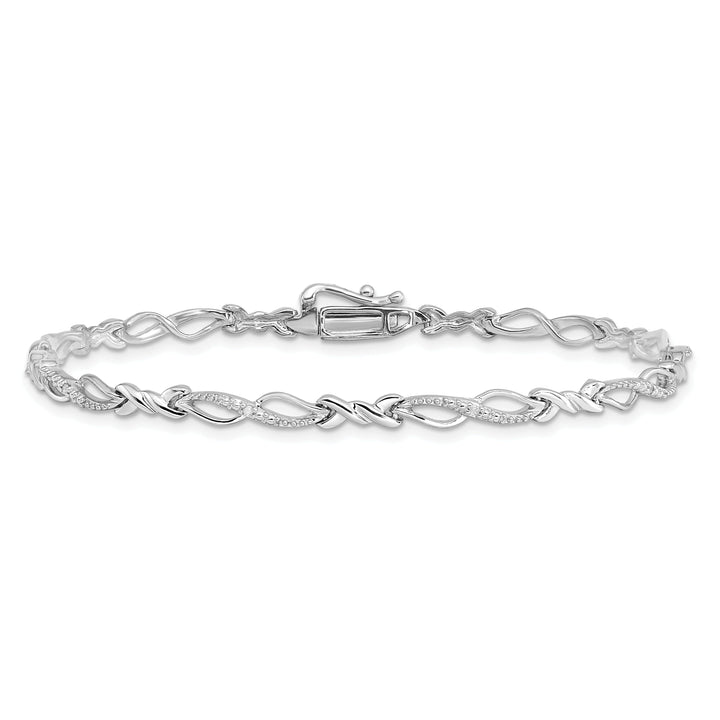 Sterling Silver Polished Diamond Bracelet