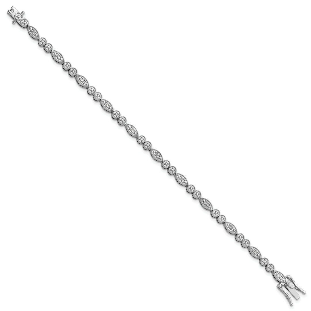 Sterling Silver Polish Finish Diamond Bracelet