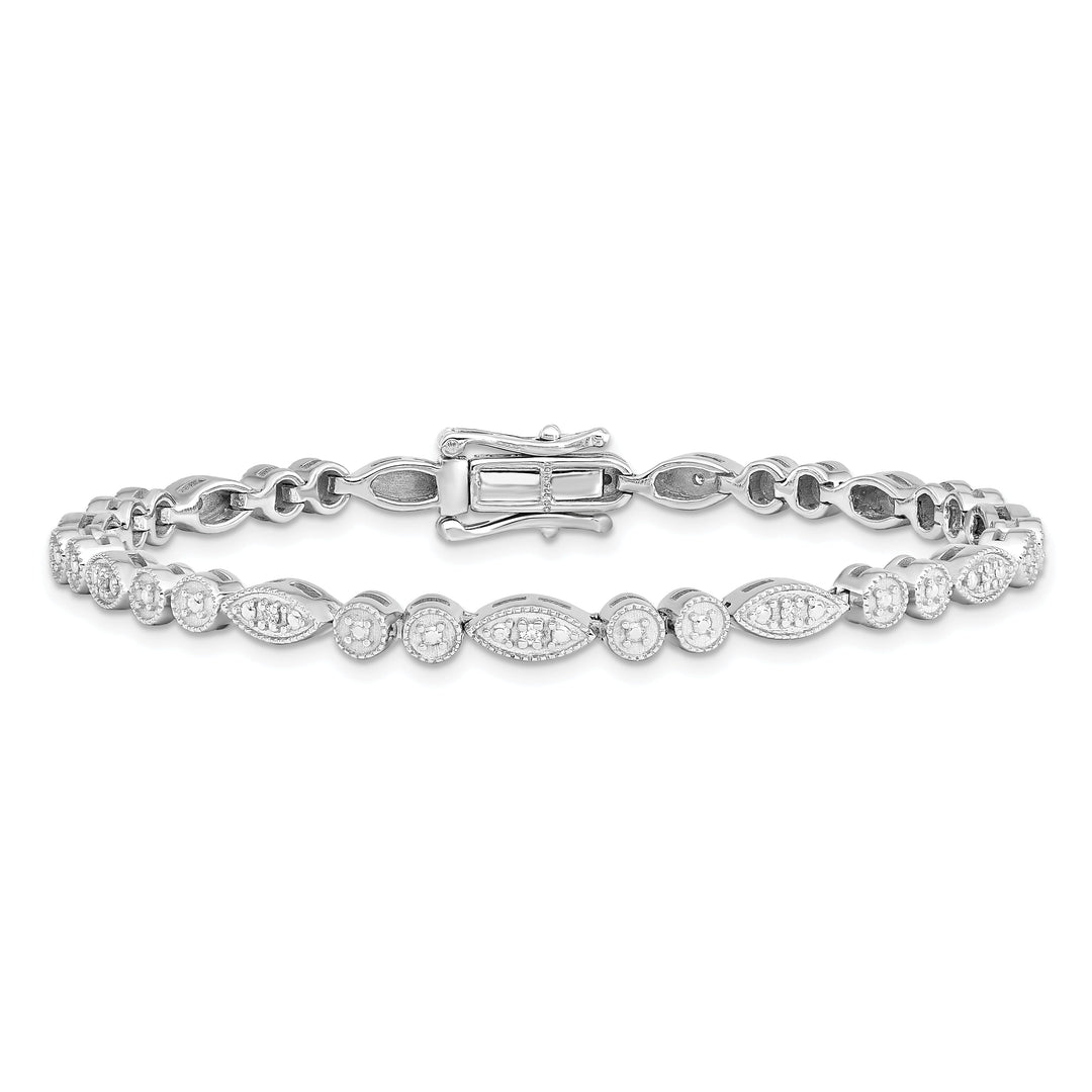 Sterling Silver Polish Finish Diamond Bracelet