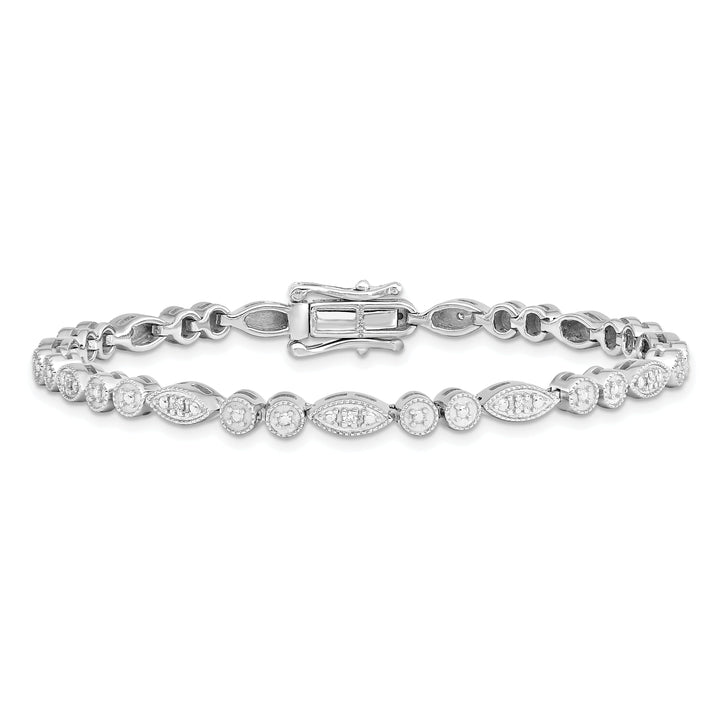 Sterling Silver Polish Finish Diamond Bracelet