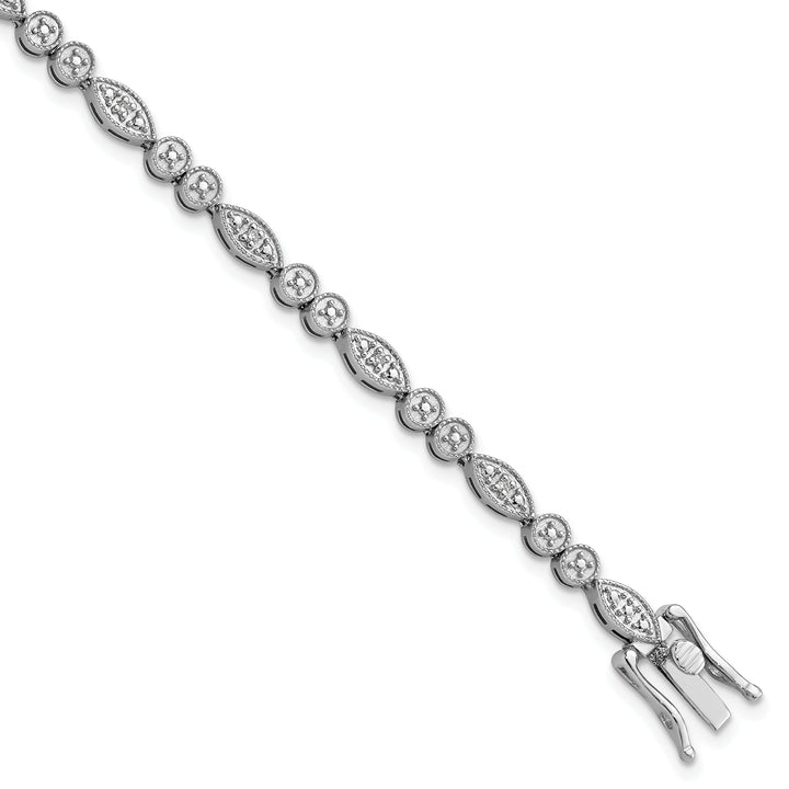 Sterling Silver Polish Finish Diamond Bracelet