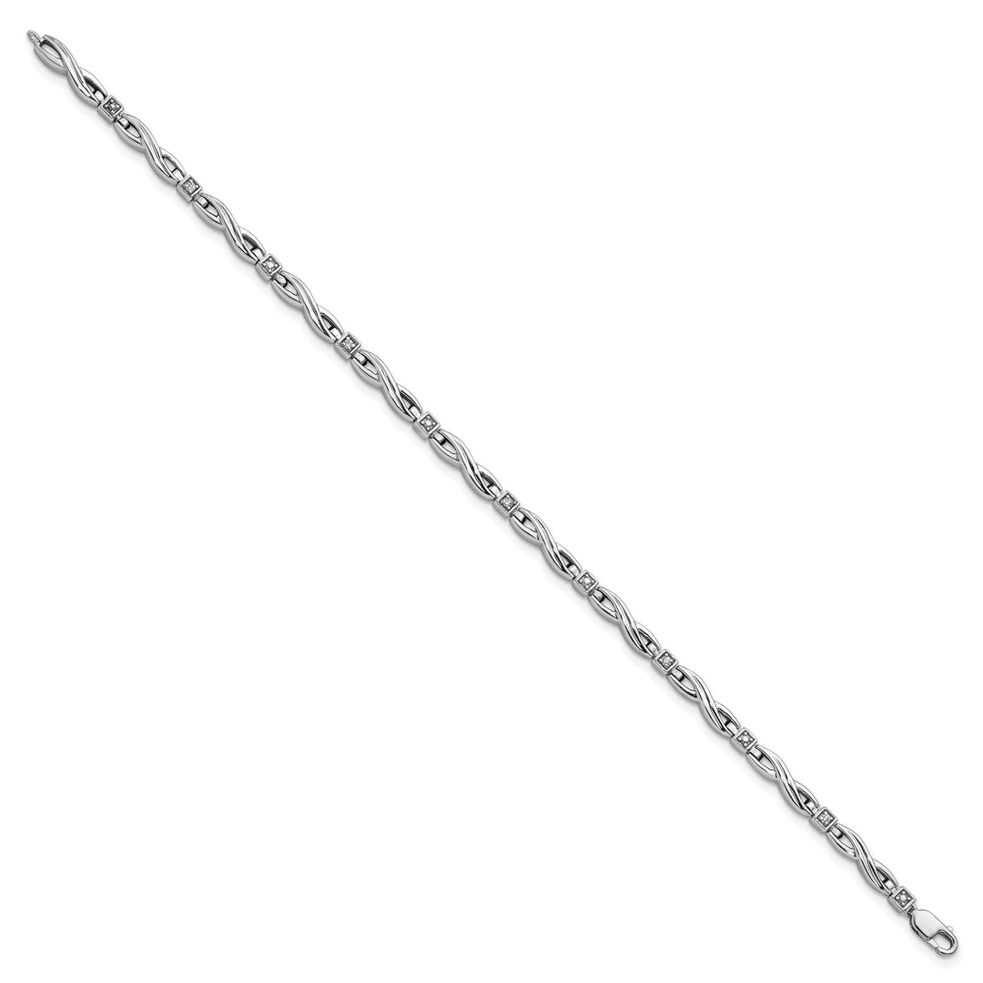 Sterling Silver Polished Diamond Bracelet