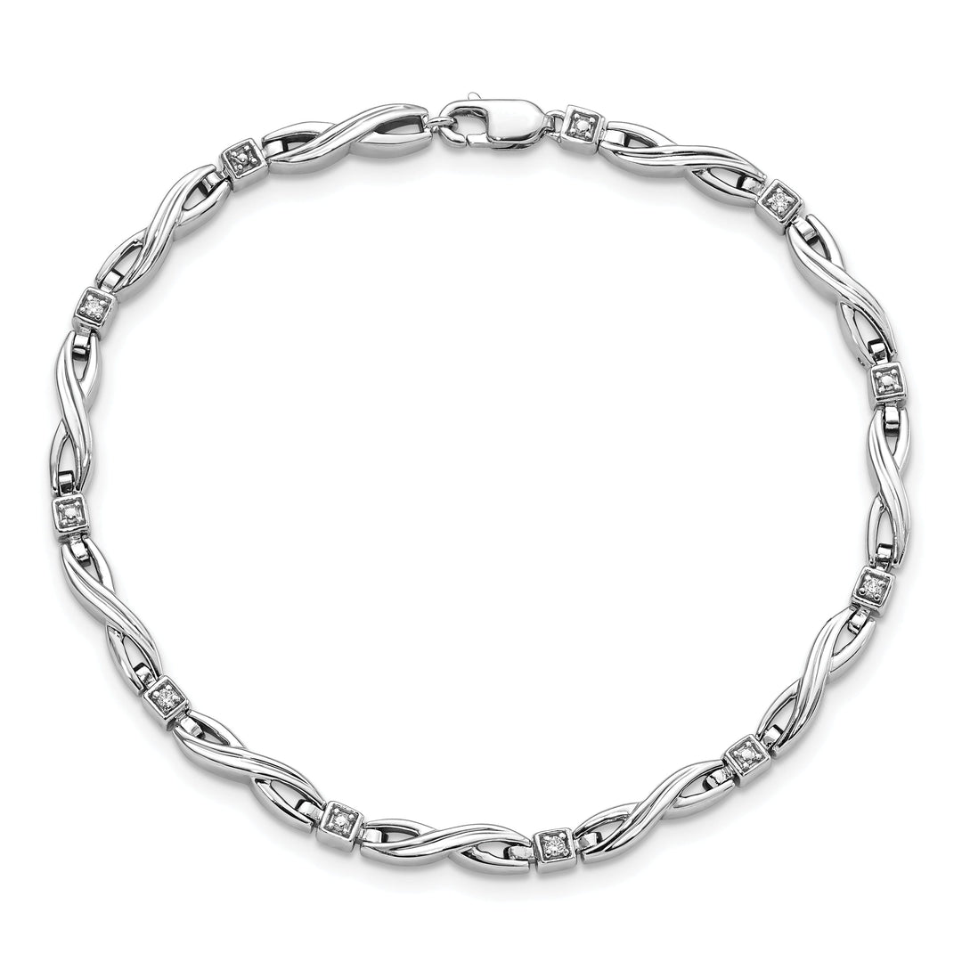 Sterling Silver Polished Diamond Bracelet