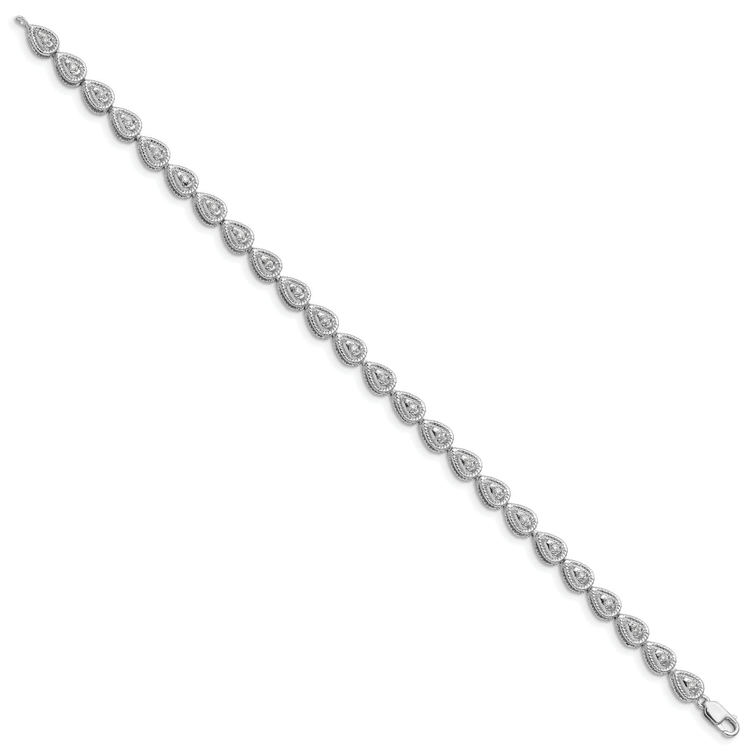 Silver Polishe Finish Diamond Teardrop Bracelet