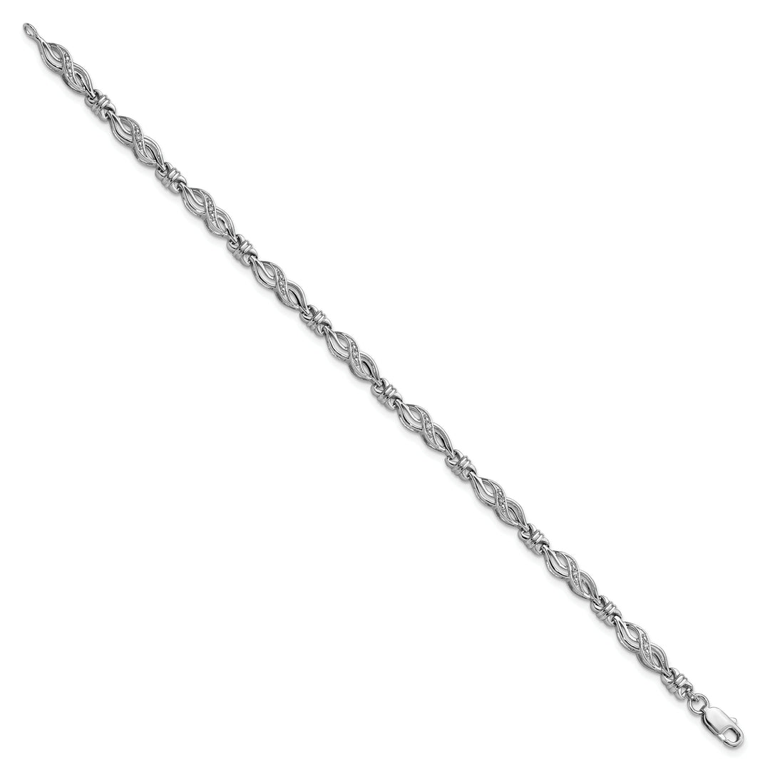 Sterling Silver Polish Finish Diamond Bracelet