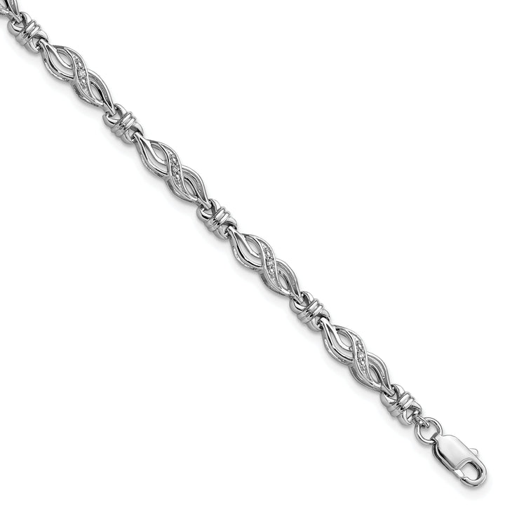 Sterling Silver Polish Finish Diamond Bracelet